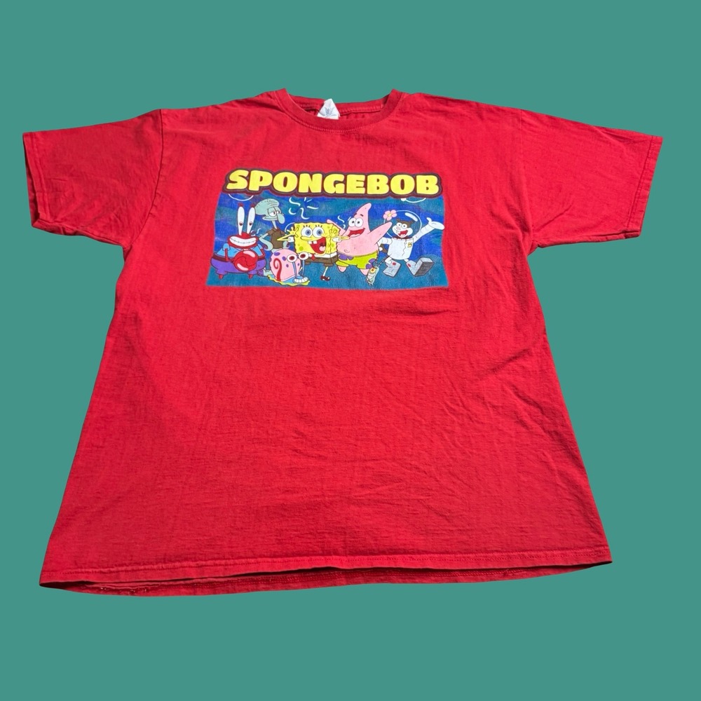 SpongeBob SquarePants Cartoon Graphic Tee L Cotton Nickelodeon TV Show Casual